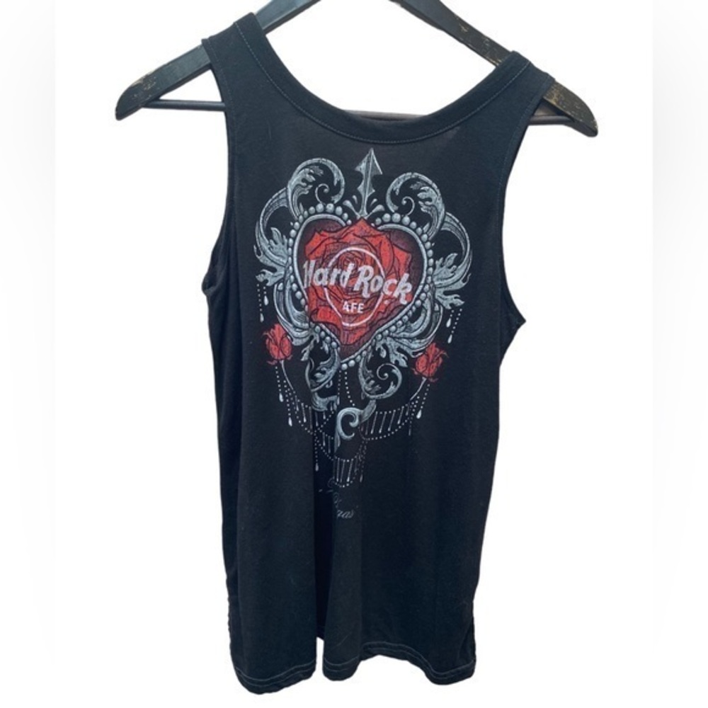 Hard Rock Cafe Couture Womens black tank top Medium Las Vegas Prague Rose